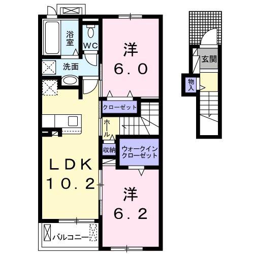 ボ・セジュールB(2LDK/2階)の間取り写真