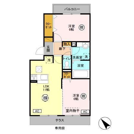 ALBAGRANDE(2LDK/1階)の間取り写真