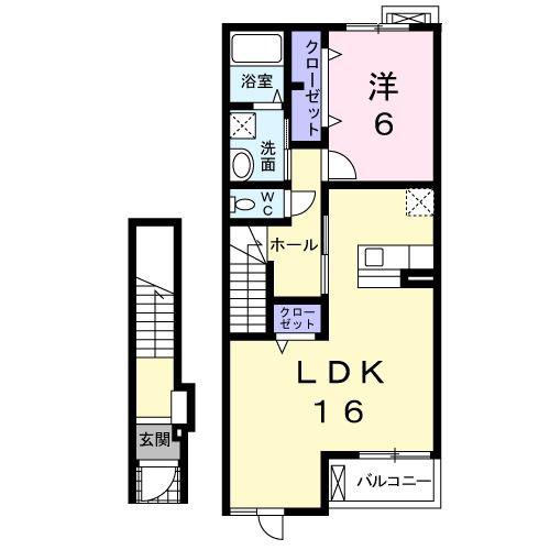 グランヒル アルカンシェルA(1LDK/2階)の間取り写真