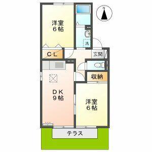 ミレニアムKN(2DK/1階)の間取り写真