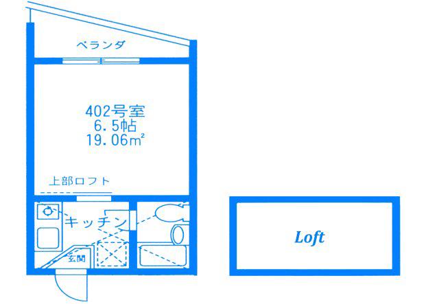ヒルズスタイル(1K/4階)の間取り写真