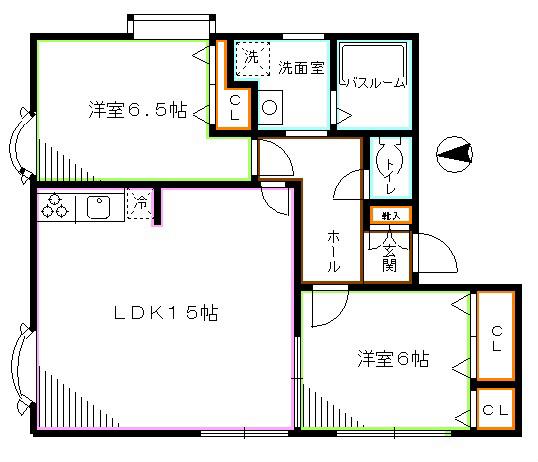 ベルソーレ阿佐ヶ谷(2LDK/2階)の間取り写真