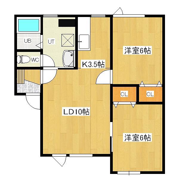 美山スカイハイツ(2LDK/1階)の間取り写真