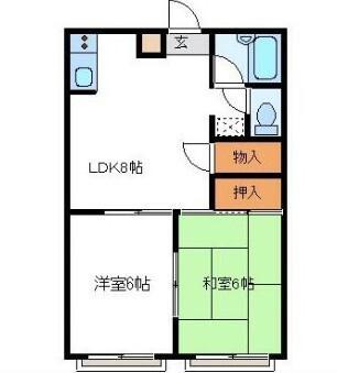 エクセルハイツ大台(2LDK/2階)の間取り写真