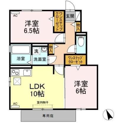 クローバーハウスウィルコート クローバーハウス(2LDK/1階)の間取り写真