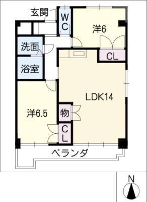 美サイレントマンションII(2LDK/4階)の間取り写真