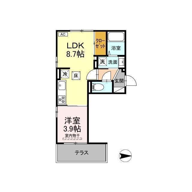D-ROOM D-ROOM中楯(1LDK/1階)の間取り写真