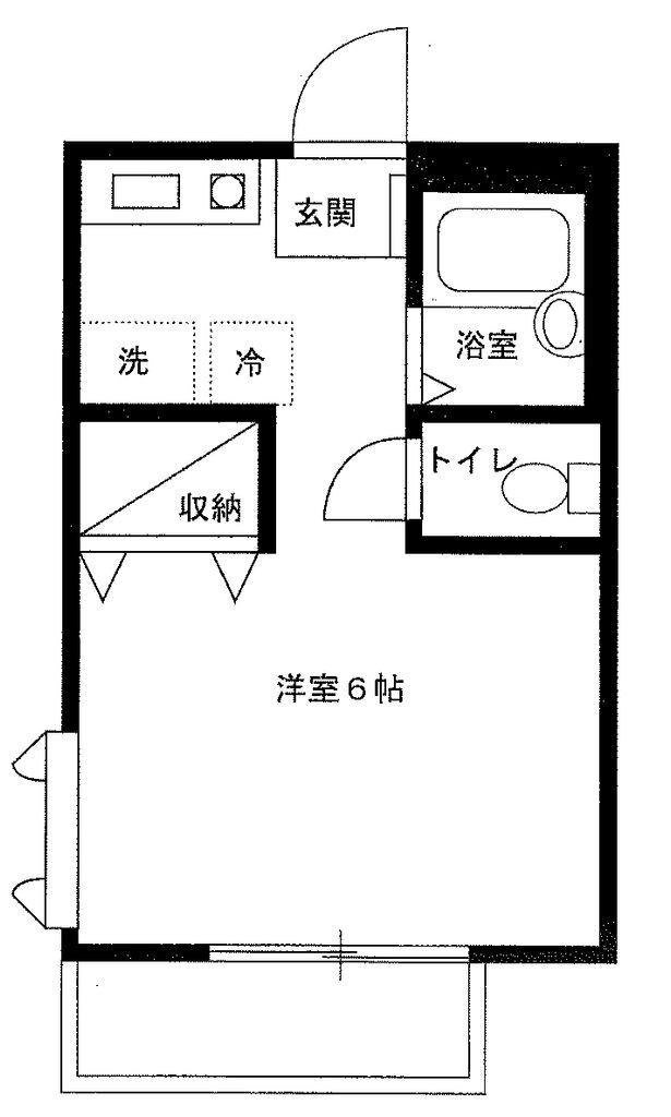 ビューラー(1K/1階)の間取り写真