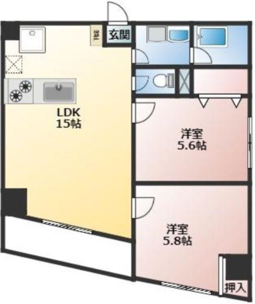 DWELL(2LDK/4階)の間取り写真