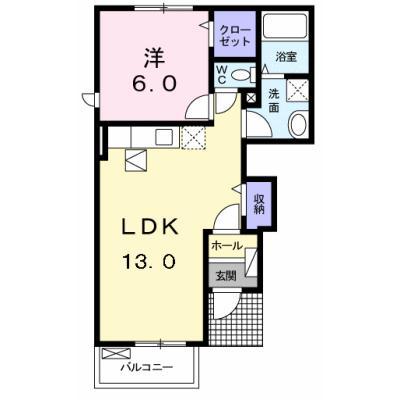 ウィルシャイン(1LDK/1階)の間取り写真
