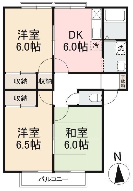 ガーデンプレイス香西A(3DK/1階)の間取り写真