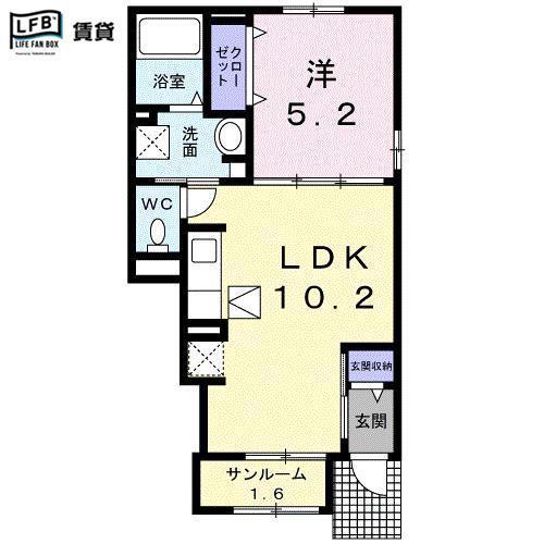 ヴィラ エテルノ(1LDK/1階)の間取り写真