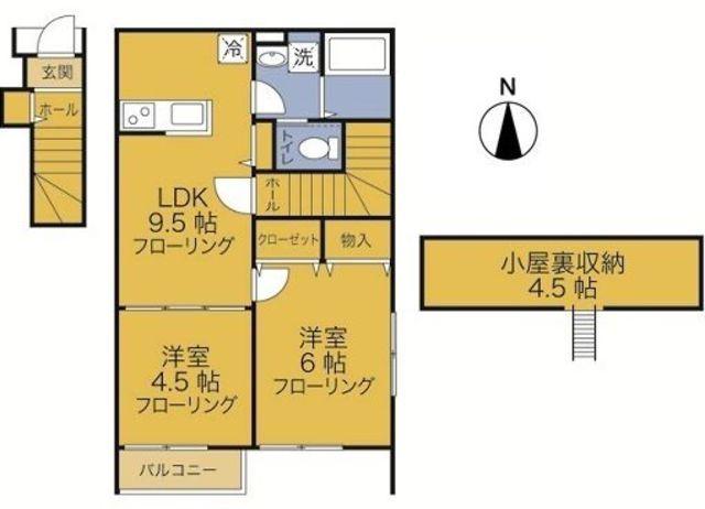 レジャド(2DK/2階)の間取り写真