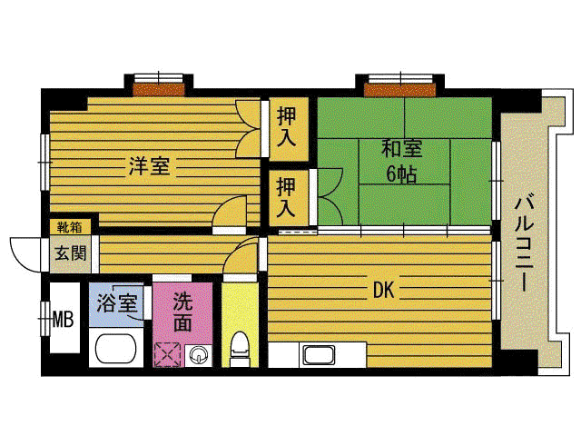 グリーンビル畑中(2DK/4階)の間取り写真