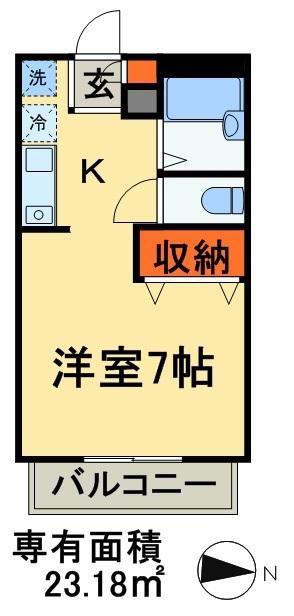 メゾンパティオB(1K/2階)の間取り写真