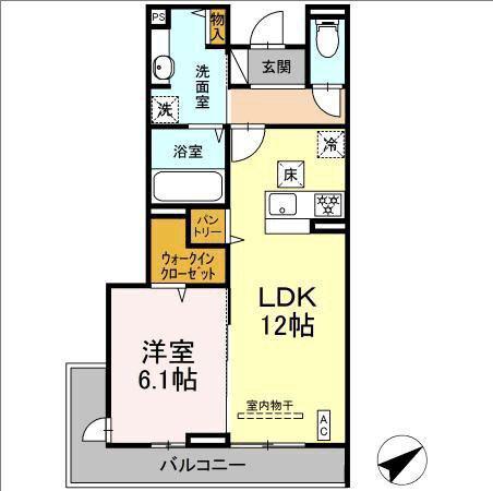 SALICE K(1LDK/1階)の間取り写真