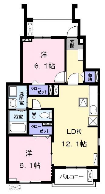 アロッジオ中野(2LDK/1階)の間取り写真