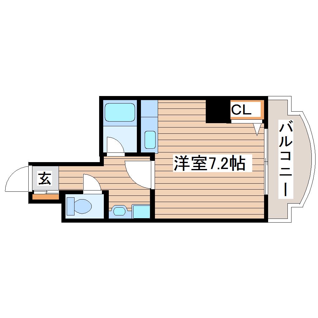 ラポール勾当台(ワンルーム/7階)の間取り写真