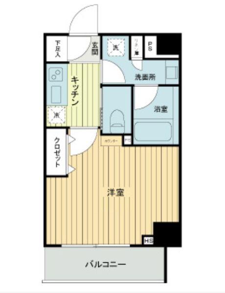 フレシア中目黒(1K/1階)の間取り写真