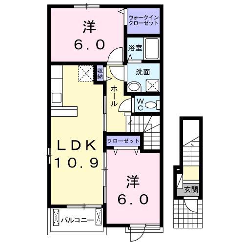 サニー 初音(2LDK/2階)の間取り写真