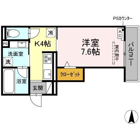 RAUM Y(1K/3階)の間取り写真