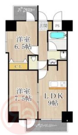 BGC難波タワー(2LDK/12階)の間取り写真