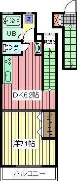 メルヴェーユ(1DK/2階)の間取り写真