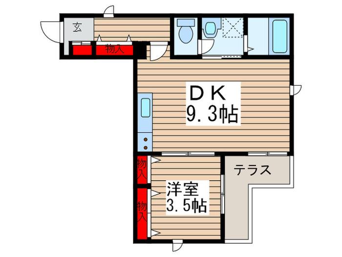グラティア浦和(1DK/1階)の間取り写真