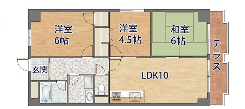 エクレール・やぐら(3LDK/1階)の間取り写真