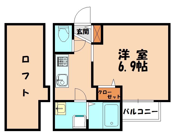 シュプリーム香椎(1K/2階)の間取り写真