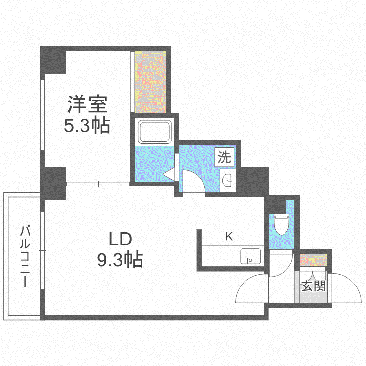 KN南1条マンション(1LDK/3階)の間取り写真