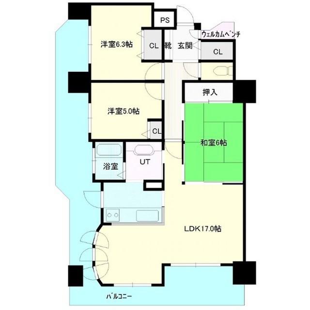 ダイアパレス南白石台(3LDK/9階)の間取り写真