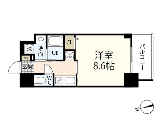 CASSIA河原町平和大通(1K/10階)の間取り写真