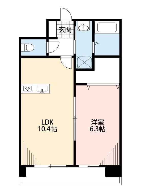 クロノス41新町IV(1LDK/8階)の間取り写真