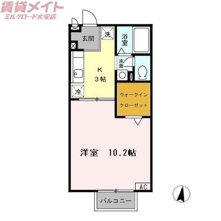 ベルモナ(1K/2階)の間取り写真