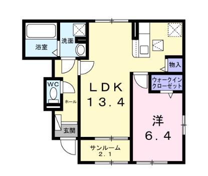 レティシアI(1LDK/1階)の間取り写真