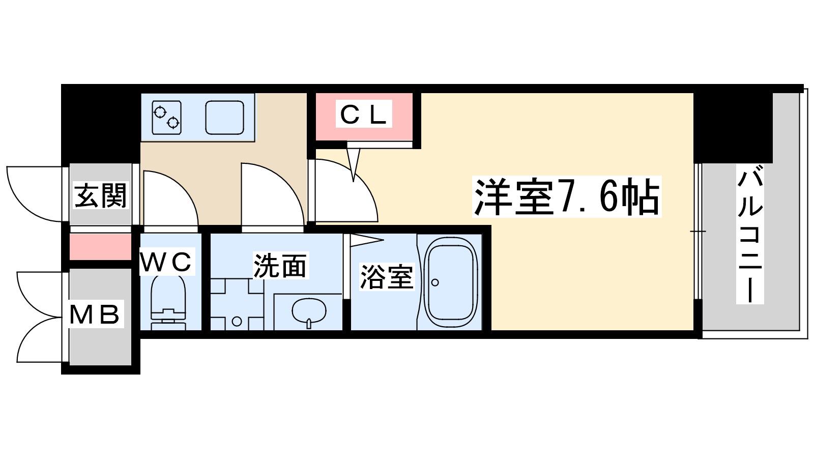 エスレジデンス大阪同心(1K/8階)の間取り写真