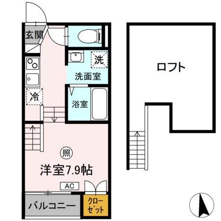 小春日和A(ワンルーム/1階)の間取り写真