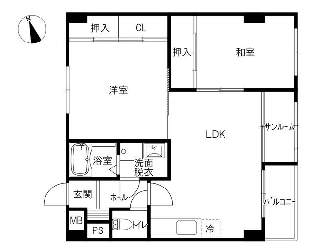 ベルトピア金沢 I(2LDK/4階)の間取り写真