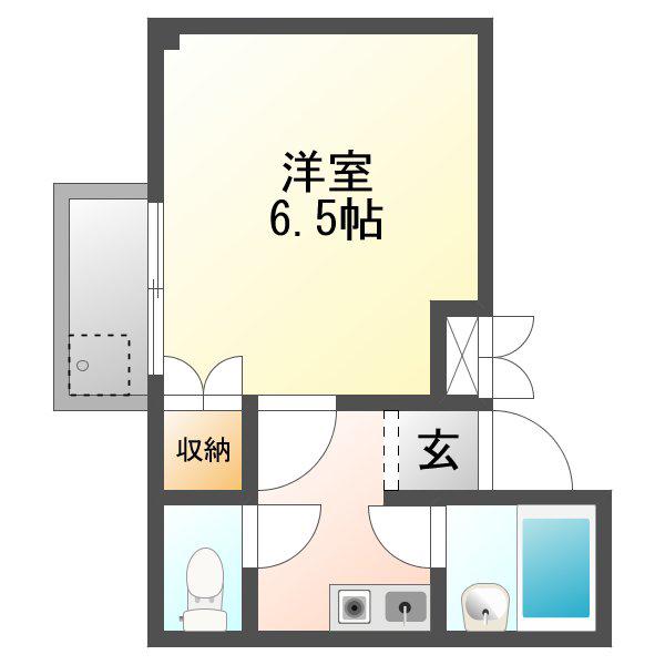 瀬戸内マリンハイツ(1K/4階)の間取り写真
