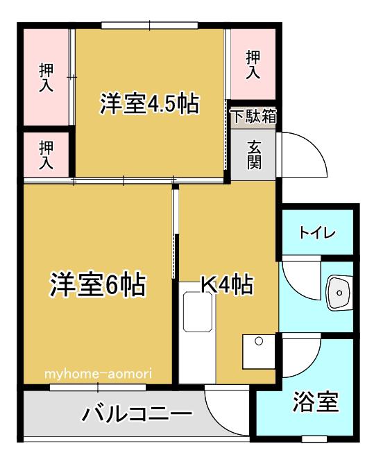 ビレッジハウス泉野1号棟(2K/5階)の間取り写真