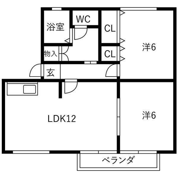 セジュールたちばな(2LDK/2階)の間取り写真