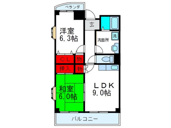 パティオシンシア(2LDK/3階)の間取り写真