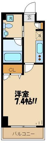 セカンド調布(1K/2階)の間取り写真