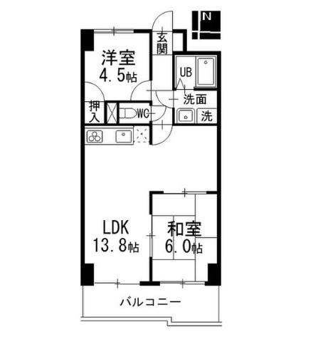 アーバン滝子(2LDK/2階)の間取り写真