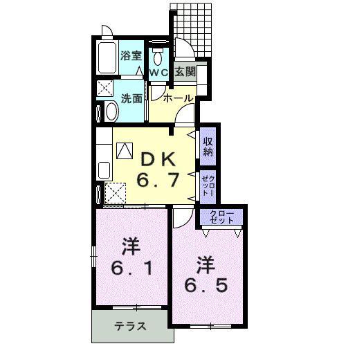 ルミエール岬(2DK/1階)の間取り写真