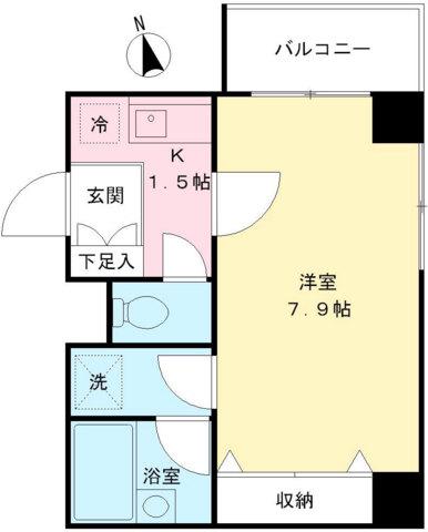 フェリーチェ東府中(1K/1階)の間取り写真
