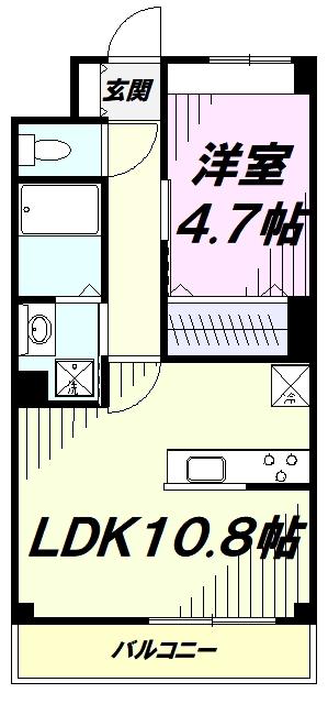 パルテノン(1LDK/3階)の間取り写真