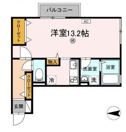 エクセレントONEB棟(ワンルーム/2階)の間取り写真