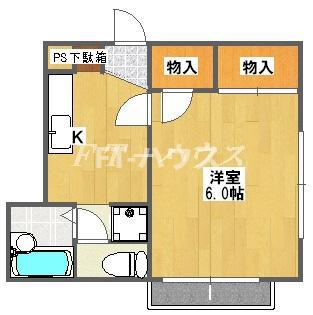 ジュネスビューラー(1K/2階)の間取り写真